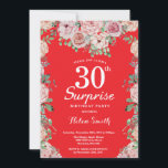 Floral Pink Peonies Surprise 30th Birthday Red Kaart<br><div class="desc">Floral Pink Peonies verrassen 30e verjaardag Rode Uitnodiging voor vrouwen. Waterverf bloem. Elegant roze Rose en Peony Flowers. Volwassen verjaardag. Rode achtergrond. 13e 15e 16e 18e 21e 30e 40e 50e 60e 70e 90e 100e, Alle leeftijden. Voor verdere aanpassing, te klikken gelieve de knoop "van de Aanpassing het"en ons ontwerphulpmiddel te...</div>