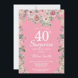 Floral Pink Peonies Surprise 40th Birthday Kaart<br><div class="desc">Floral Pink Peonies verrassen de 40ste verjaardag van de uitnodiging aan vrouwen. Waterverf Floral Flower. Elegant roze en Peony Flowers. Volwassen verjaardag. Roze achtergrond. 13e 15e 16e 18e 21e 30e 40e 50e 60e 70e 90e 100e, Alle leeftijden. Voor verdere aanpassing, te klikken gelieve de knoop "van de Aanpassing het"en ons...</div>