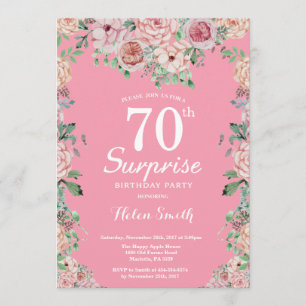 Floral Pink Peonies Surprise 70th Birthday Kaart