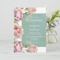 Floral Pink Peonies Waterverf Weddenschap