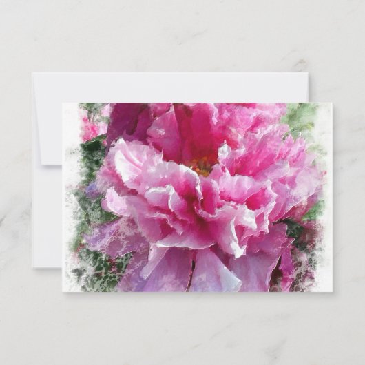 *~* Floral Pink PEONY AR1 Weddenschap RSVP (Achterkant)
