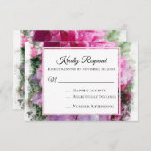 *~* Floral Pink PEONY AR1 Weddenschap RSVP (Voorkant / Achterkant)