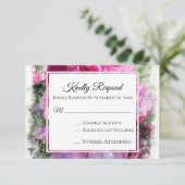 *~* Floral Pink PEONY AR1 Weddenschap RSVP Kaartje (Staand voorkant)