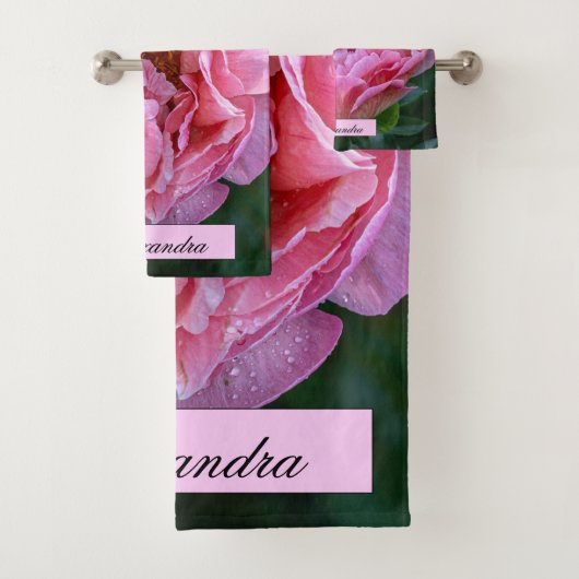Floral Pink Peony Fotografie Bad Handdoek (Insitu)