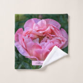 Floral Pink Peony Fotografie Bad Handdoek (Wasdoekje)