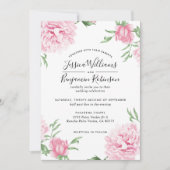 Floral Pink Peony met witte achtergrond bruiloft Kaart (Voorkant)