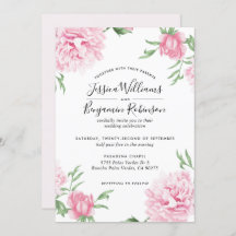 Floral Pink Peony met witte achtergrond bruiloft