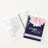 Floral Pink Peony Navy Recipe Notitieboek (Binnen)