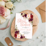 Floral Pink Pioen Bourgondië Zestiende Verjaardag Kaart<br><div class="desc">Vier in stijl met onze Floral Pink Peony Burgundy Sixteenth Birthday Invitation, ontworpen om uw speciale dag onvergetelijk te maken. Verfraaid met delicate roze pioenrozen tegen een rijke bordeaux achtergrond, straalt deze uitnodiging elegantie en charme uit en zet de perfecte toon voor uw mijlpaalviering. Of u nu een intieme bijeenkomst...</div>