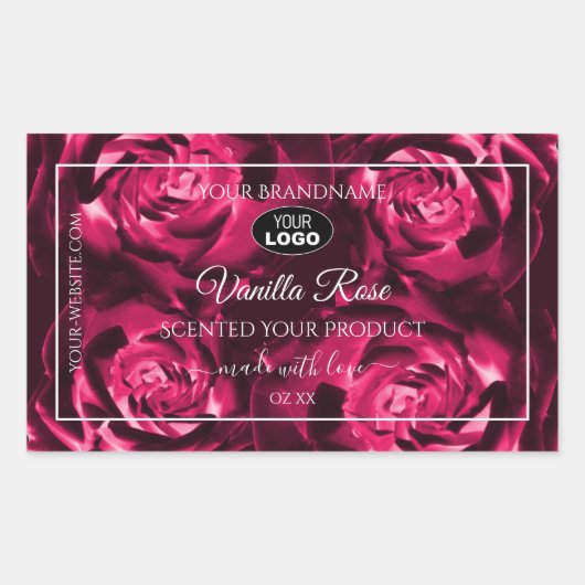 Floral Pink Product Labels Roos Flowers met Logo (Voorkant)