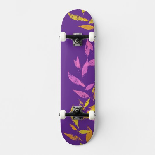 Floral Pink Purple Yellow Autumn Leaf  Persoonlijk Skateboard (Voorkant)