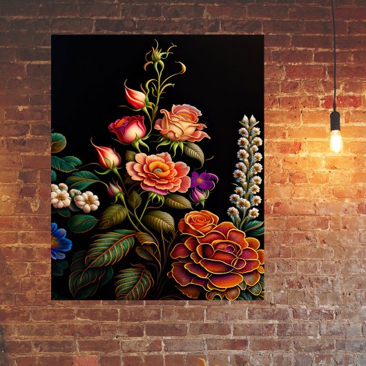 Floral Pink Rose Bouquet Artwork Poster