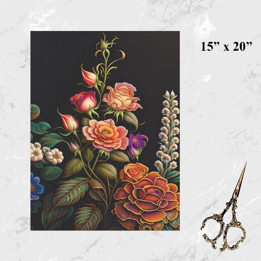 Floral Pink Rose Bouquet Artwork Tissuepapier