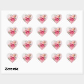 Floral Pink Rose Bouquet Hart Sticker (Vel)
