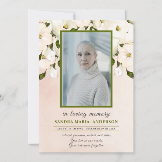 Floral Pink Rose foto begrafenis herdenkingsprogra Bedankkaart (Voorkant)