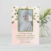 Floral Pink Rose foto begrafenis herdenkingsprogra Bedankkaart (Staand voorkant)