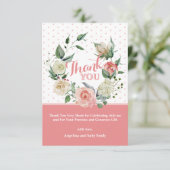 Floral Pink Rose Girl Baby shower Birthday Bedankkaart (Staand voorkant)