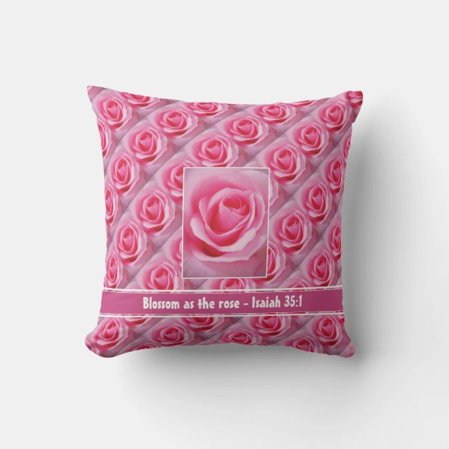 Floral PINK Rose Inspirerend Quote Schrift Kussen (Voorkant)