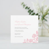  Floral Pink Rose Lace Square Weddenschap Kaart (Staand voorkant)