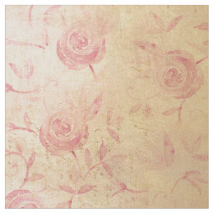 Floral Pink Rose Pattern Gold Shimmer Elegant Stof