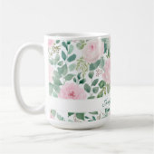 Floral Pink Rose with Custom Name Koffiemok (Links)