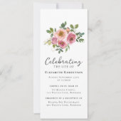 Floral Pink Roses Funeral Digital Eviet Kaart (Voorkant)