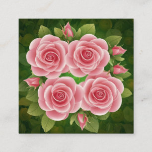 Floral Pink Roses Visitekaartje