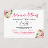Floral Pink Roses Wedding Accommodations  Informatiekaartje (Voorkant)