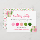 Floral Pink Roses Wedding Attire Dress Code Informatiekaartje (Voorkant / Achterkant)