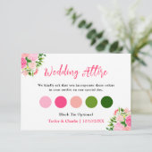 Floral Pink Roses Wedding Attire Dress Code Informatiekaartje (Staand voorkant)