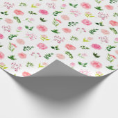 Floral Pink Roses with Foliage Cadeaupapier (Hoek)