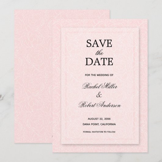 Floral Pink Save The Date (Voorkant / Achterkant)