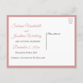 Floral Pink Save the Date Peony Wedding Verloving Aankondigingskaart (Achterkant)