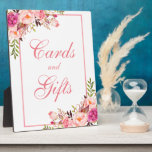 Floral Pink Shower of Wedding Cards Gifts Fotoplaat<br><div class="desc">Waterverf Floral Pink Shower of Weddenschappen Gifts Table Plaque</div>