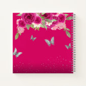 Floral Pink Silver Tiara Butterfly Guest Book Notitieboek (Achterkant)