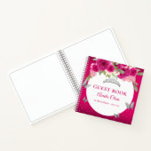 Floral Pink Silver Tiara Butterfly Guest Book Notitieboek (Binnen)