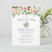 Floral Pink Silver Vrijgezellenfeest Tea Party nod Kaart (Staand voorkant)