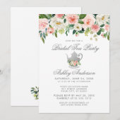 Floral Pink Silver Vrijgezellenfeest Tea Party nod Kaart (Voorkant / Achterkant)