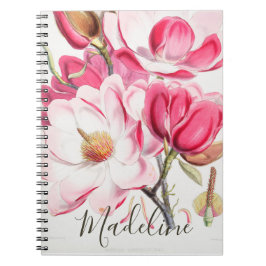 Floral Pink Spring Color Feminine Elegant Monogram Notitieboek