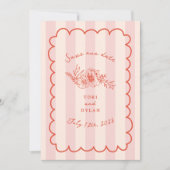 Floral Pink Stripe Botanical Save The Date (Voorkant)