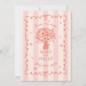 Floral Pink Stripe Botanical Save The Date Kaart (Voorkant)