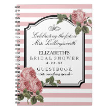 Floral Pink Stripes Girly Vrijgezellenfeest Guestb