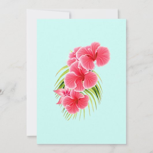 Floral Pink Tropical Aloha Luau Birthday Kaart (Achterkant)