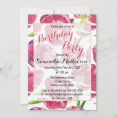 Floral Pink Tulips Birthday Party Kaart (Voorkant)
