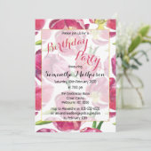 Floral Pink Tulips Birthday Party Kaart (Staand voorkant)
