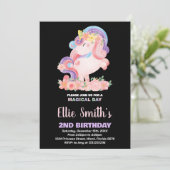 Floral Pink Unicorn Birthday Kaart (Staand voorkant)