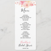 Floral Pink Vrijgezellenfeest Menu Kaart (Voorkant)