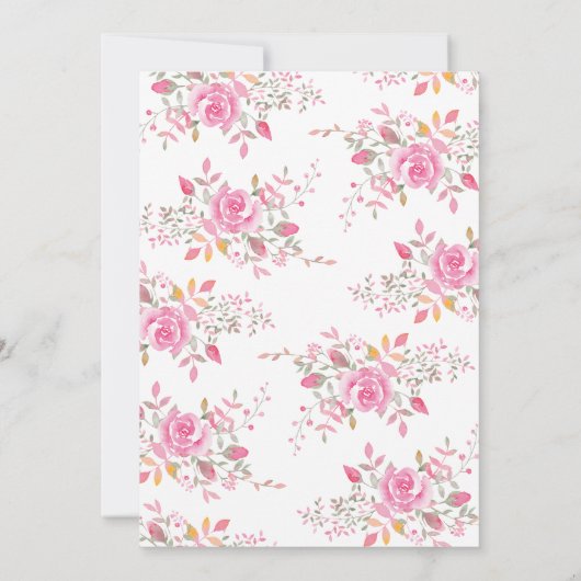 Floral Pink Waterverf Bridal Shower Kaart (Achterkant)