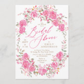 Floral Pink Waterverf Bridal Shower Kaart (Voorkant)