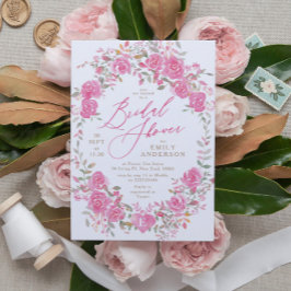 Floral Pink Waterverf Bridal Shower Kaart